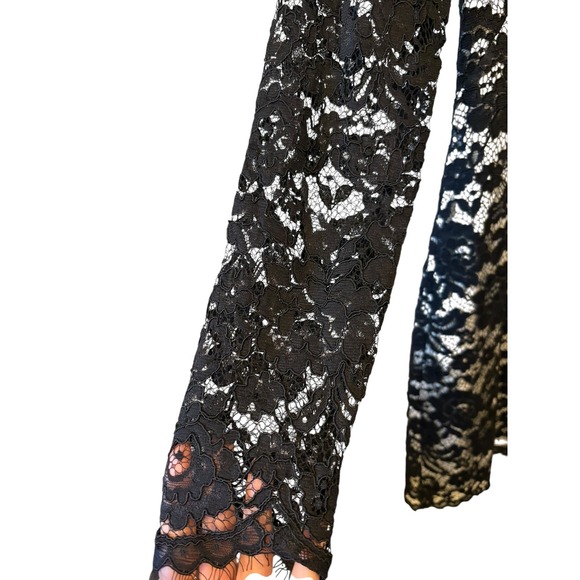 Theory Galician Marique Black Floral Lace White Bodice Long Sleeve Mini Dress -8 - Picture 6 of 10